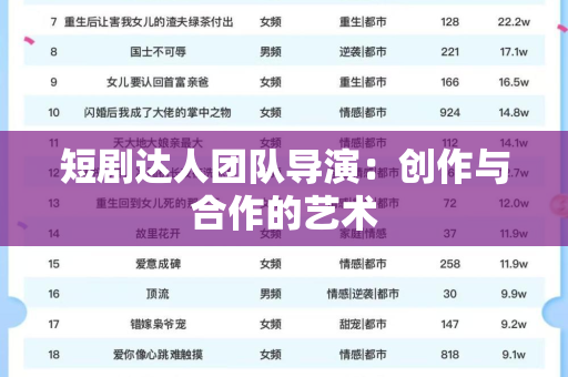 短剧达人团队导演：创作与合作的艺术